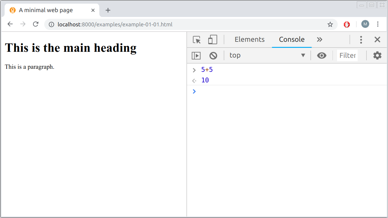 The JavaScript console in Chrome