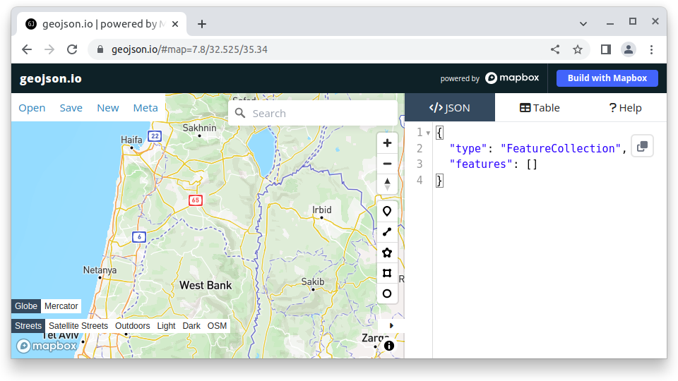 The <code>geojson.io</code> web application